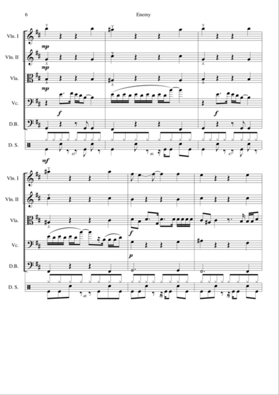 Enemy Enemy String Quintet scores gallery preview page 6