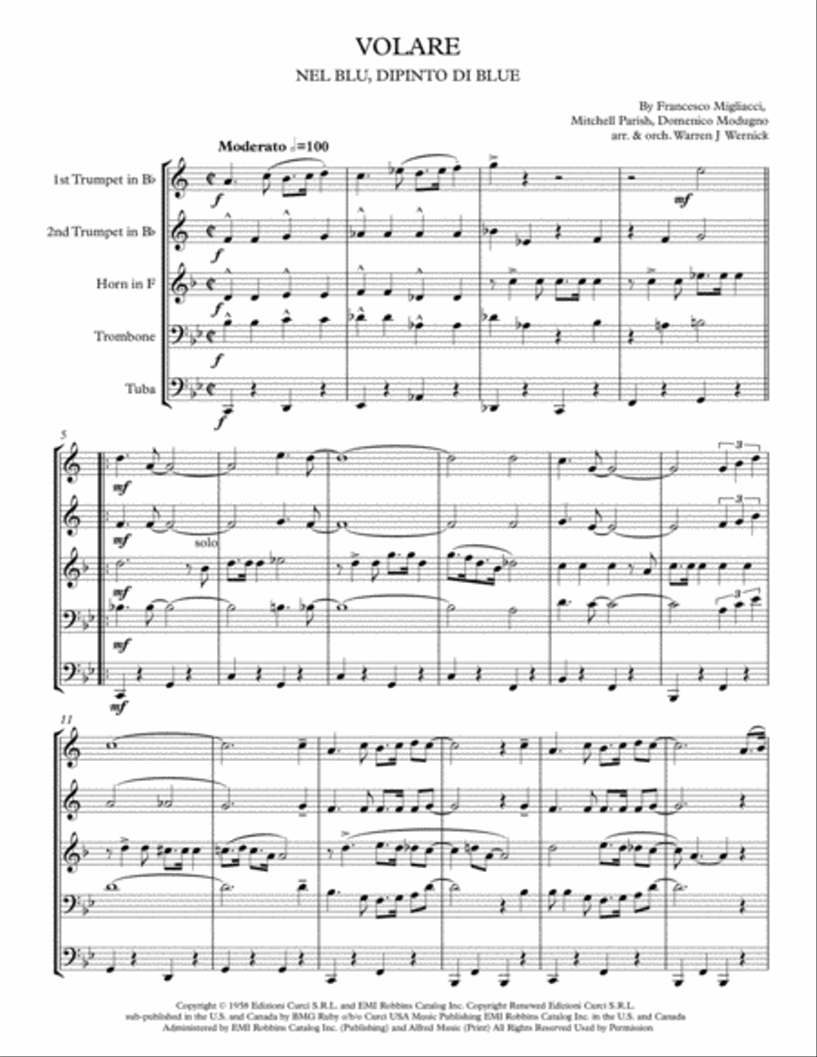 Volare Brass Ensemble scores gallery preview page 1