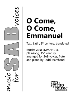 O Come, O Come, Emmanuel - SAB voices, piano, flute
