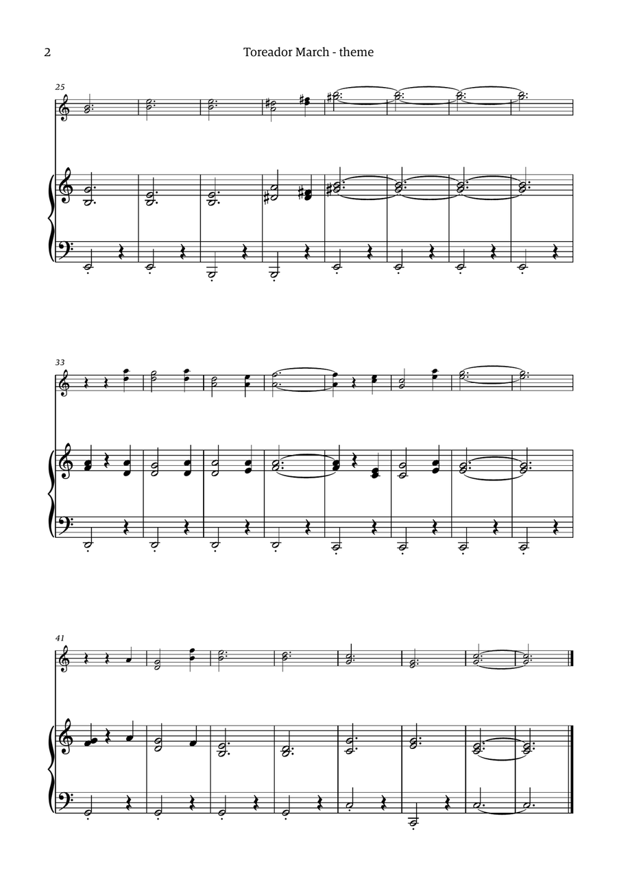 Toreador March (from the opera Carmen) - easy version Chamber Music scores gallery preview page 2