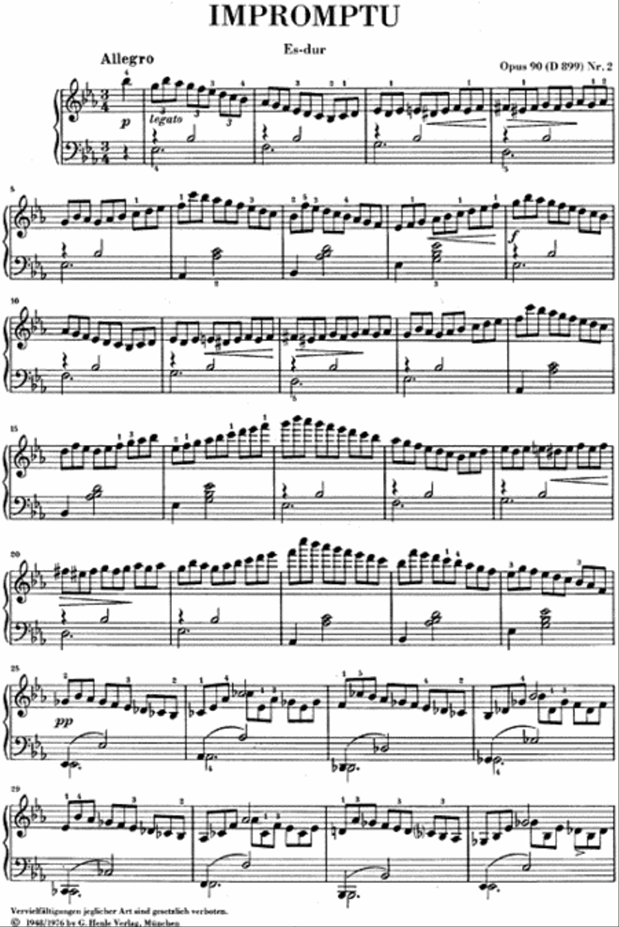 Impromptu E Flat Major Op. 90 D 899 Piano Solo scores gallery preview page 2