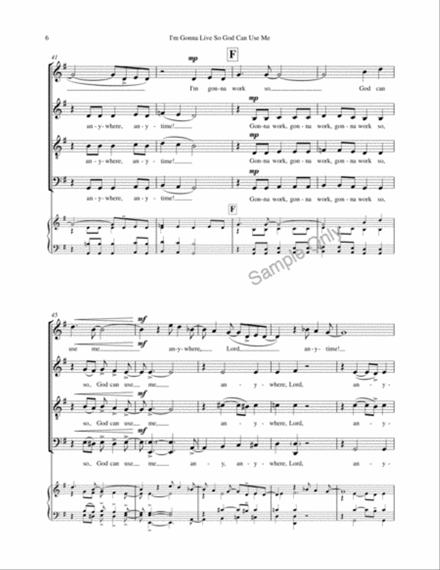 I'm Gonna Live So God Can Use Me 4-Part scores gallery preview page 6