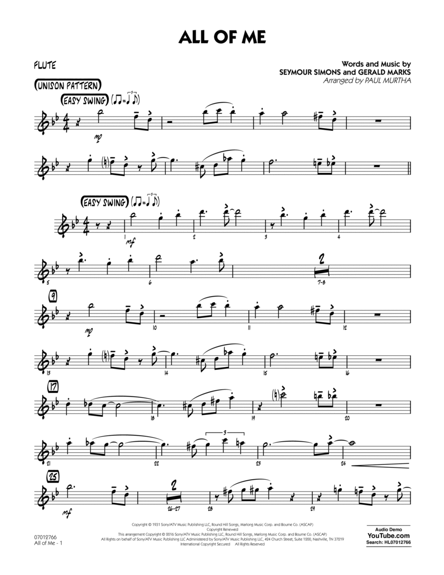All of Me - Flute Flute scores gallery preview page 1