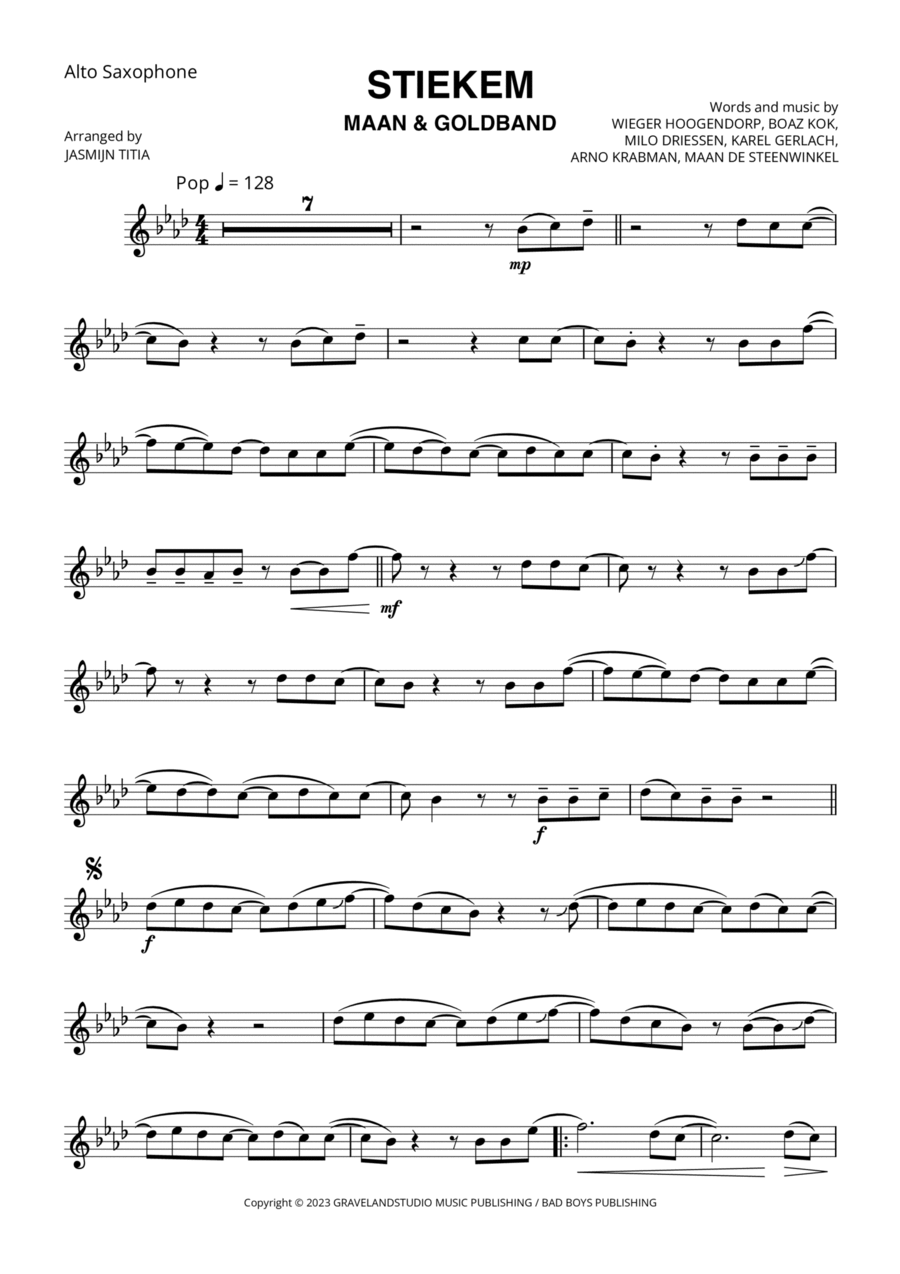 Stiekem Alto Saxophone scores gallery preview page 1