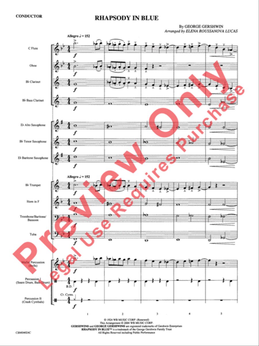 Rhapsody in Blue Rhapsody in Blue Concert Band scores gallery preview page 3