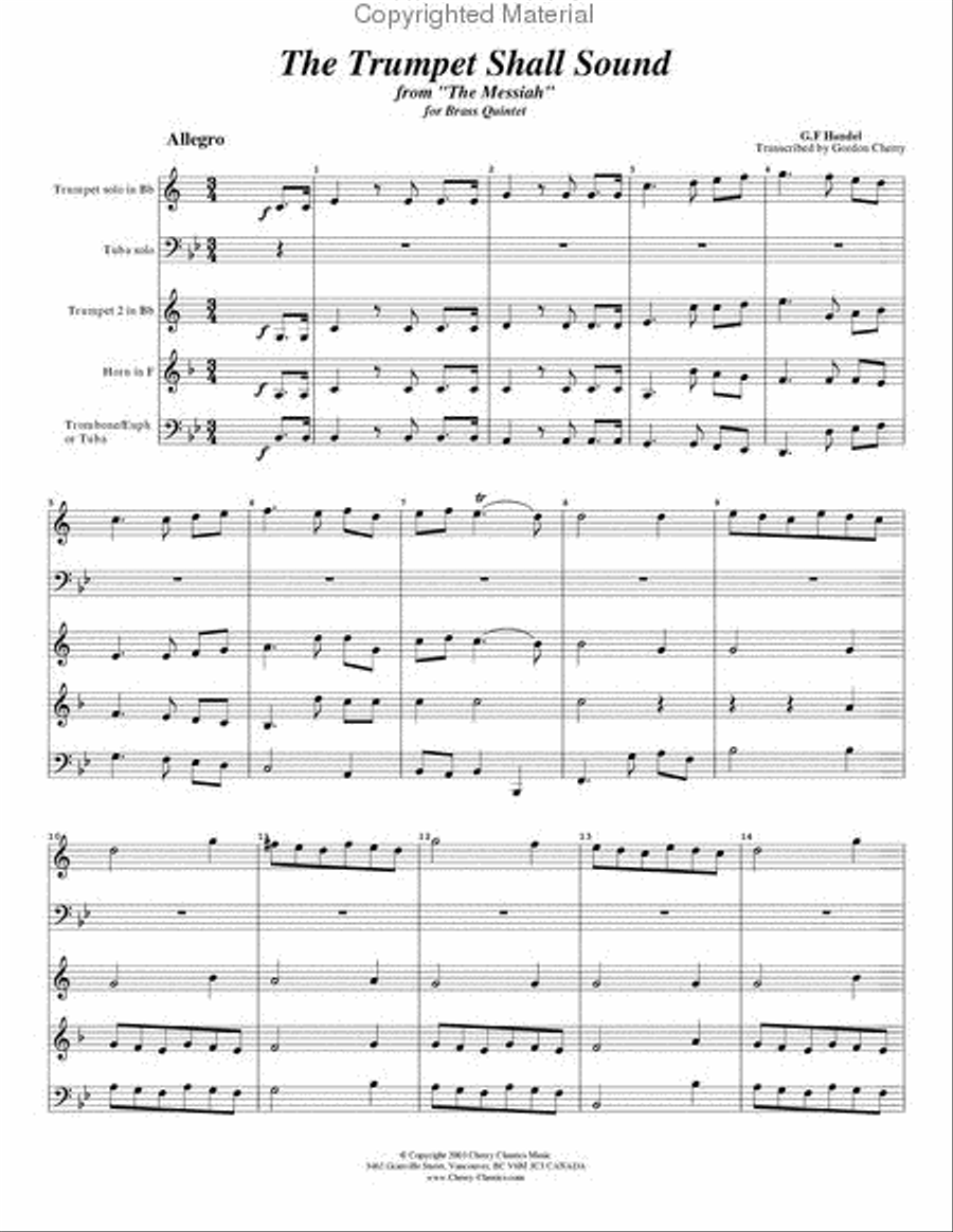Trumpet Shall Sound in the key of D for Brass Quintet Brass Quintet scores gallery preview page 2