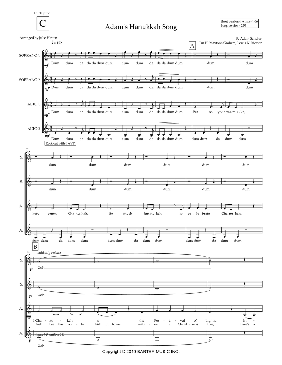 Adam's Hanukkah Song SSAA scores gallery preview page 2