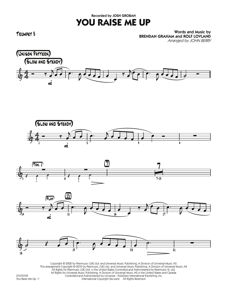 You Raise Me Up - Trumpet 3 Jazz Ensemble scores gallery preview page 1
