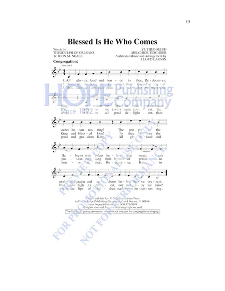 Blessed Is He Who Comes by Lloyd Larson 3-Part - Sheet Music page 16