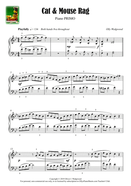 Cat & Mouse Rag - Ragtime - Piano Duet For 4 Hands image number null