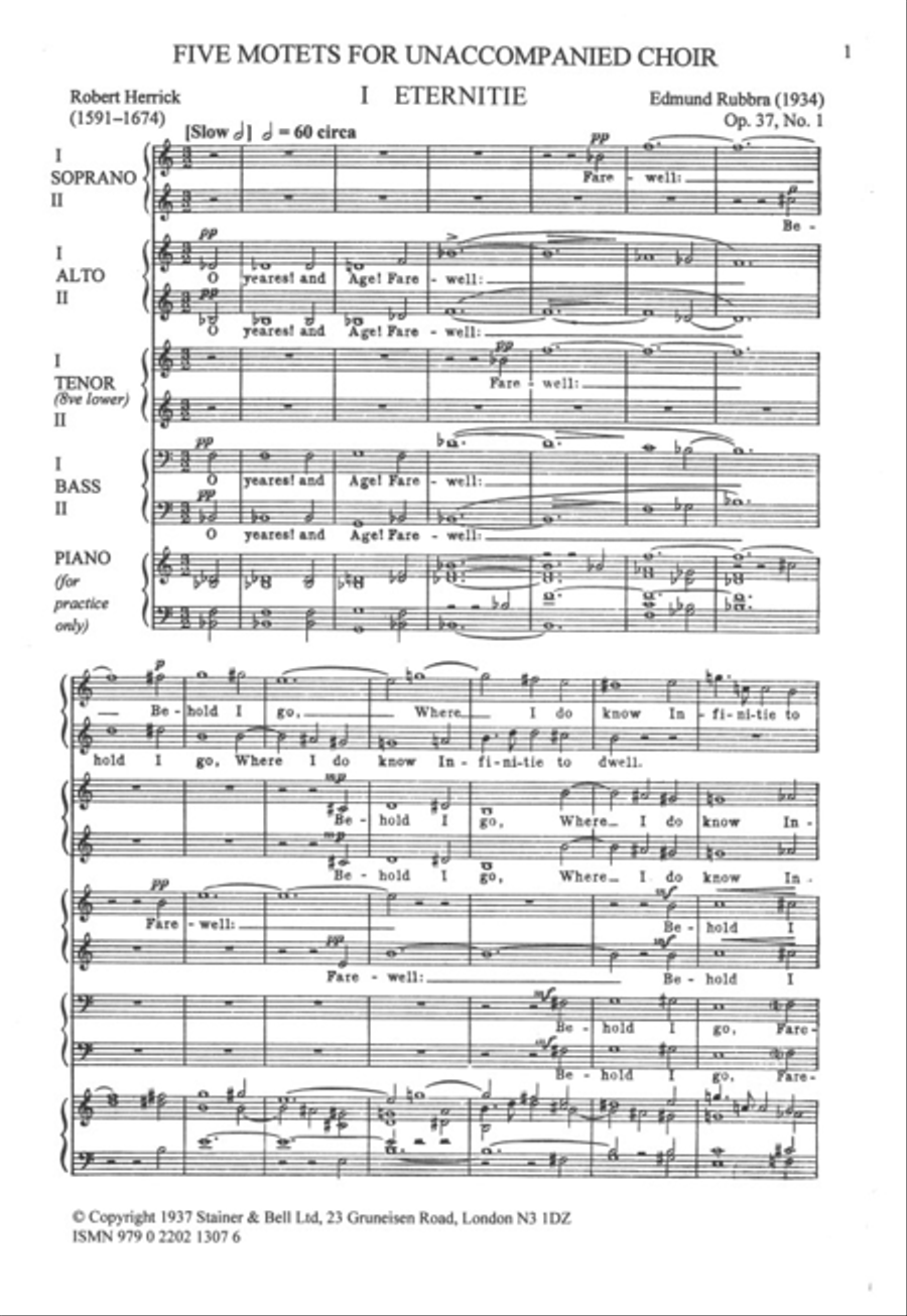 Five Motets: Eternitie; Vain wits and eyes; A Hymn to God the Father; The Search; A Song 4-Part scores gallery preview page 2
