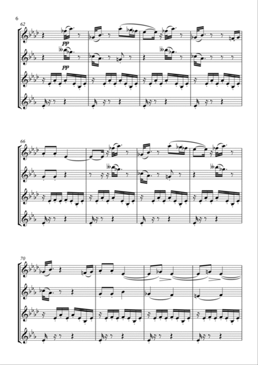 Histoires: Le petit âne blanc (The little white donkey) by Jacques Ibert - for saxophone quartet (S Histoires: Le petit âne blanc (The little white donkey) by Jacques Ibert - for saxophone quartet (S Saxophone Quartet scores gallery preview page 6