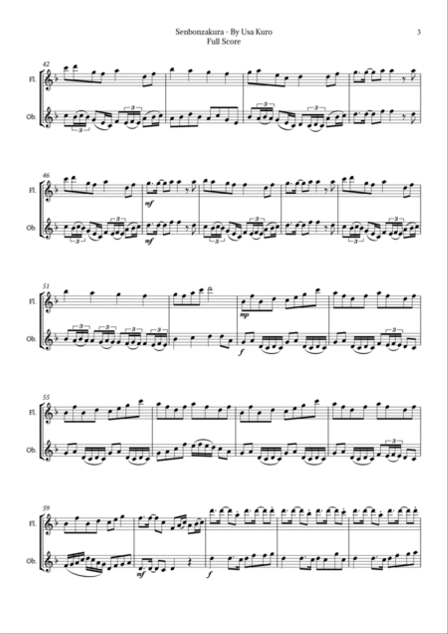 Senbonzakura Woodwind Duet scores gallery preview page 3