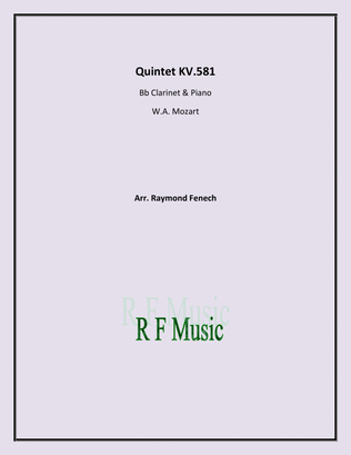 From Clarinet Quintet KV 581 - W.A.Mozart - For Bb Clarinet and Piano