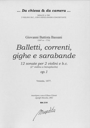 Book cover for Balletti, correnti, gighe e sarabande op.1 (Bologna, 1677)