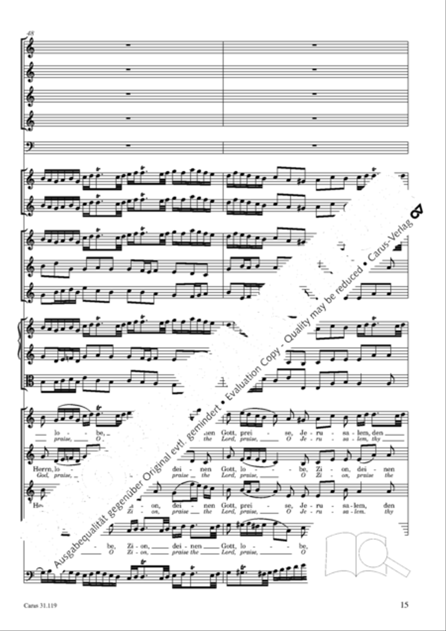 Praise the Lord, O Jerusalem (Preise, Jerusalem, den Herrn) 4-Part scores gallery preview page 16