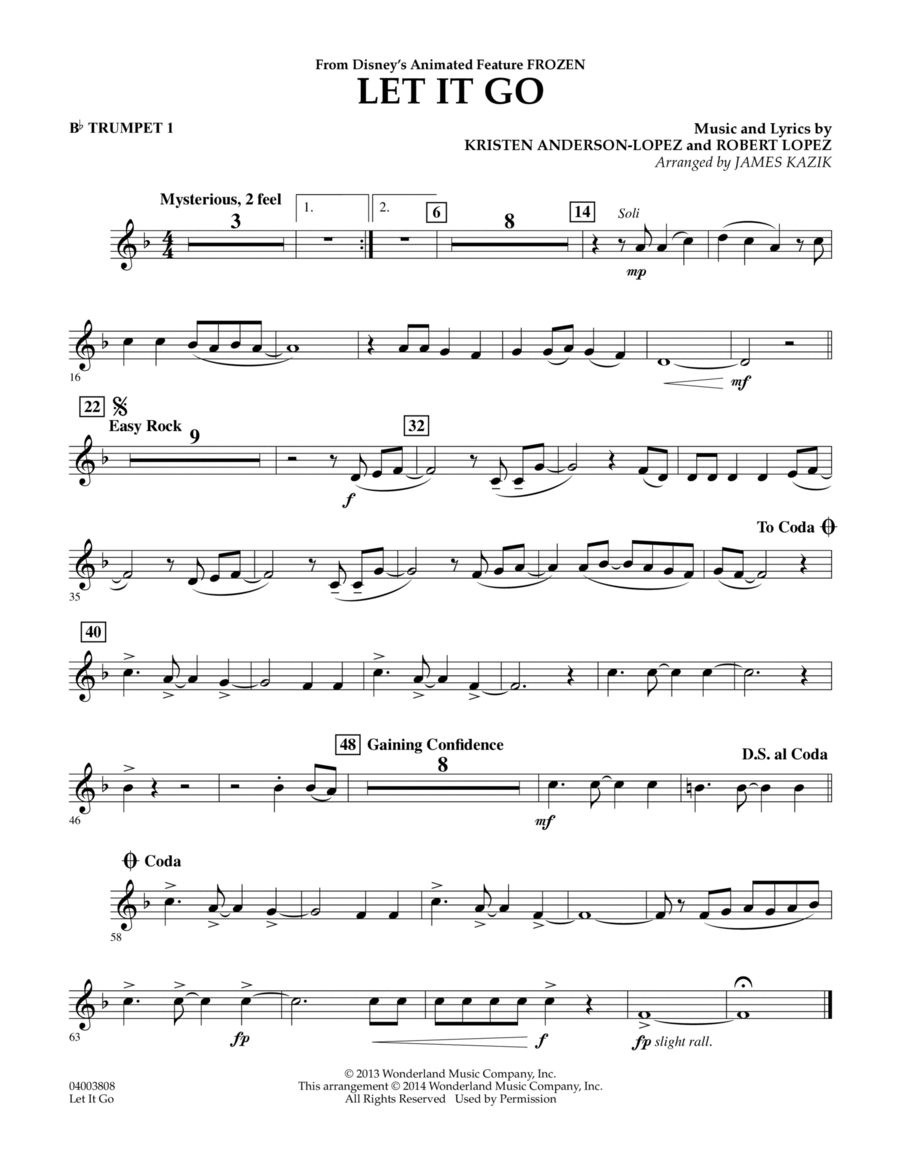 Let It Go - Bb Trumpet 1 Concert Band scores gallery preview page 1