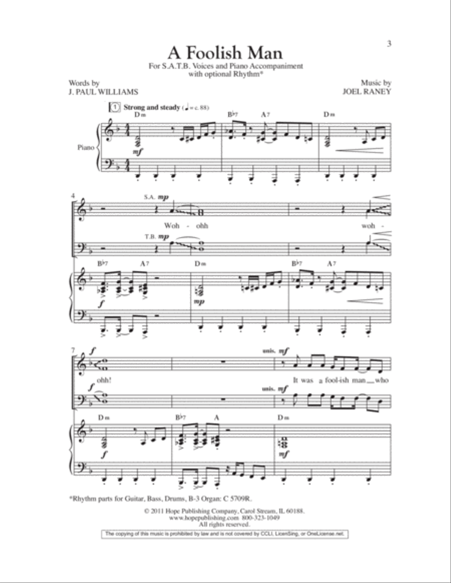 A Foolish Man 4-Part scores gallery preview page 2