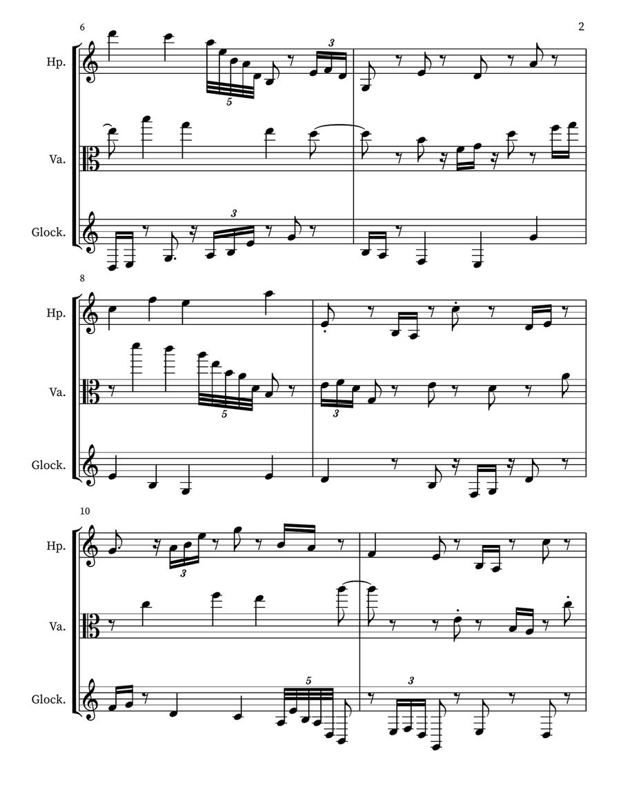 A 98 for harp, viola, glockenspiel Small Ensemble scores gallery preview page 2