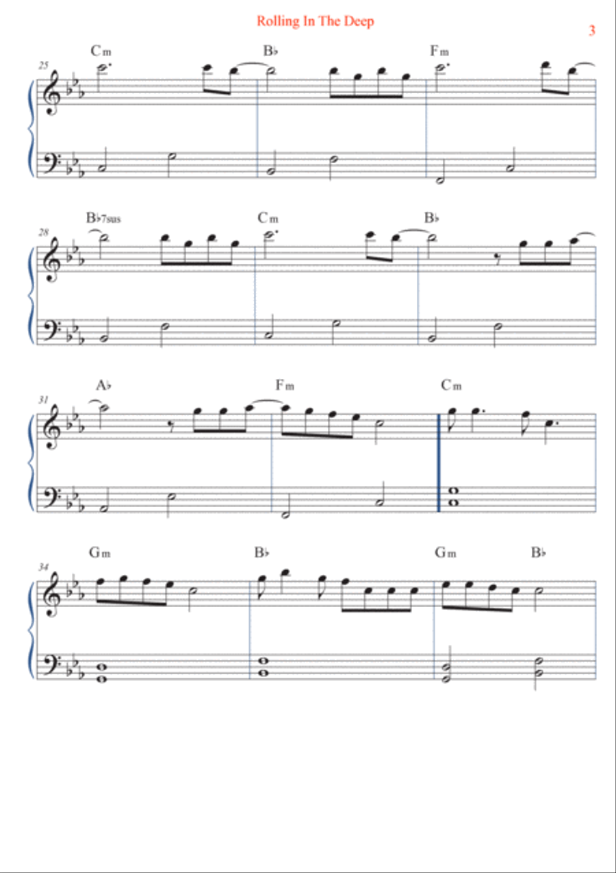 Rolling In The Deep Easy Piano scores gallery preview page 3