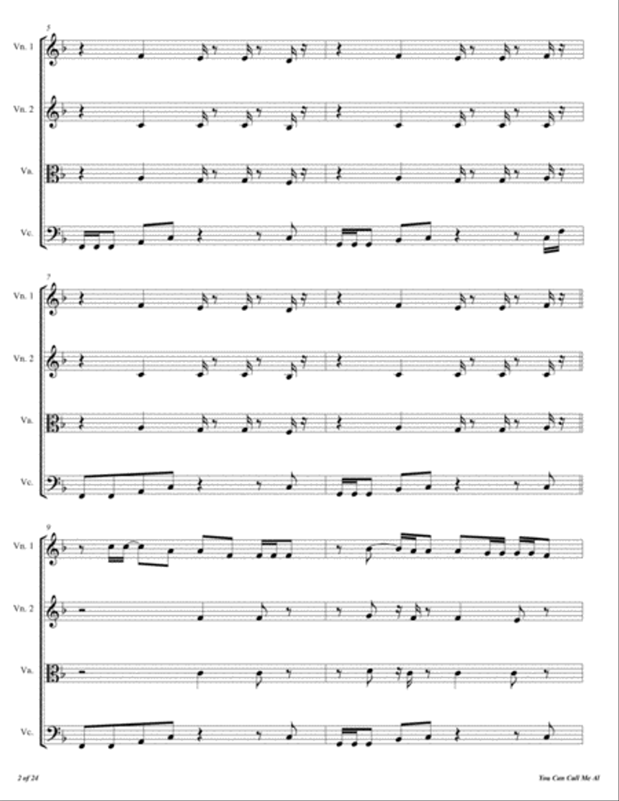 You Can Call Me Al String Quartet scores gallery preview page 3