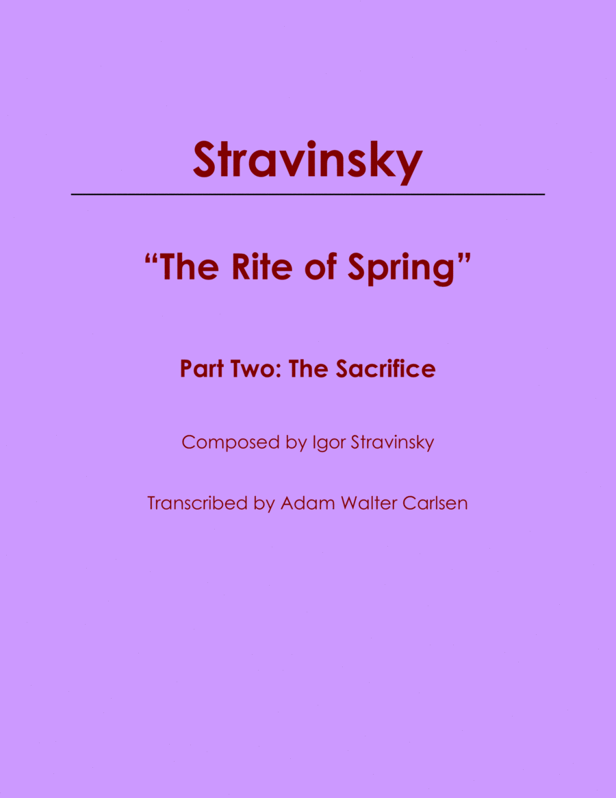 The Rite of Spring Part Two The Sacrifice Piano Solo scores gallery preview page 1