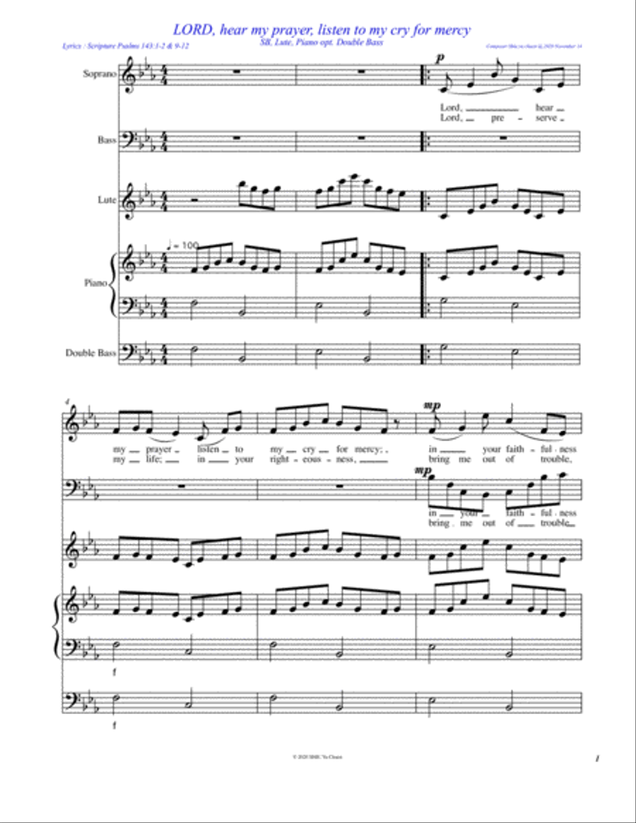 Lord, hear my prayer, listen to my cry for mercy Small Ensemble scores gallery preview page 2