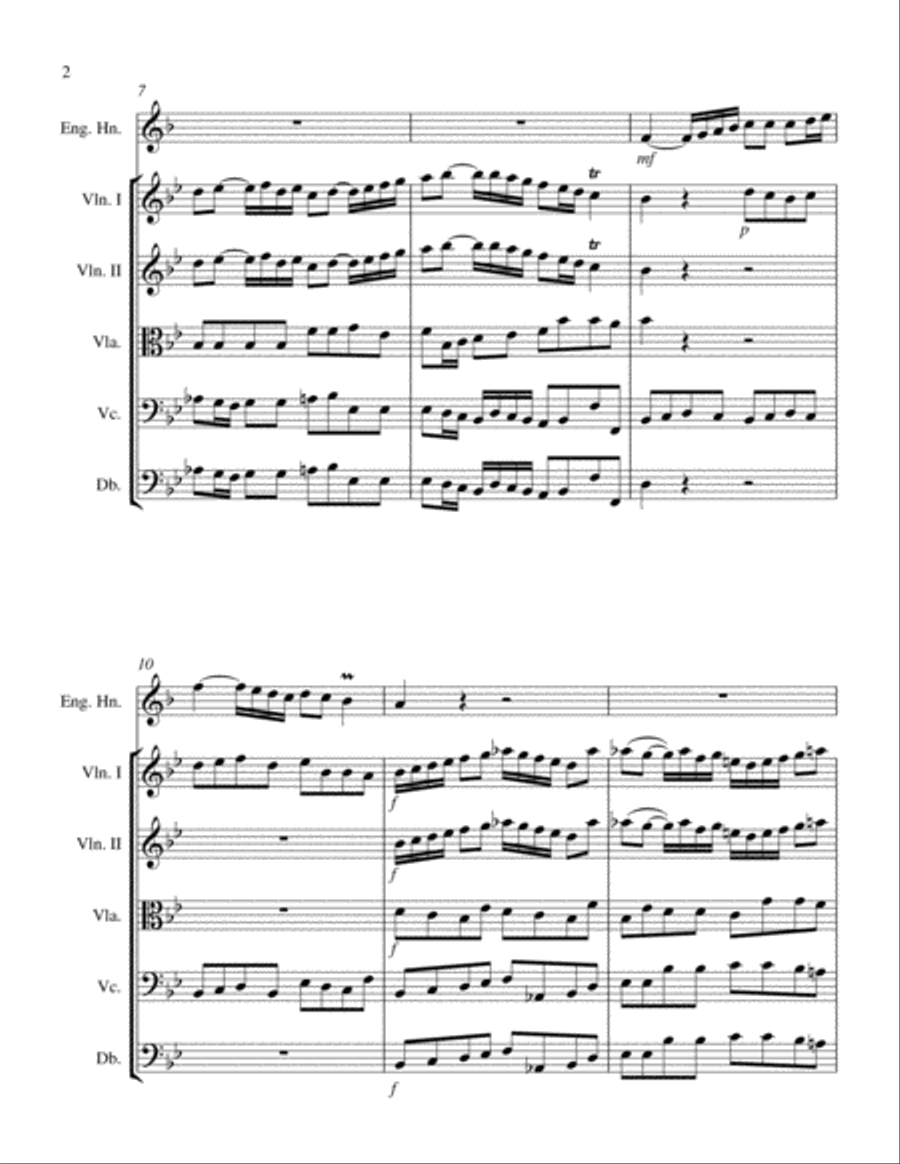 Concerto for English horn in Bb Major, Op. 7 No. 3 and String Orchestra String Orchestra scores gallery preview page 4