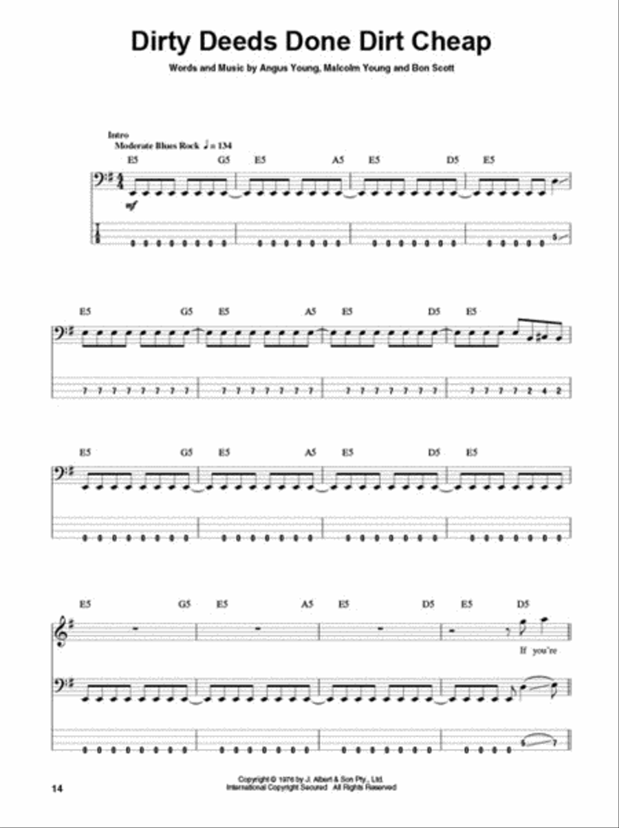 AC/DC Bass Guitar Tablature scores gallery preview page 4
