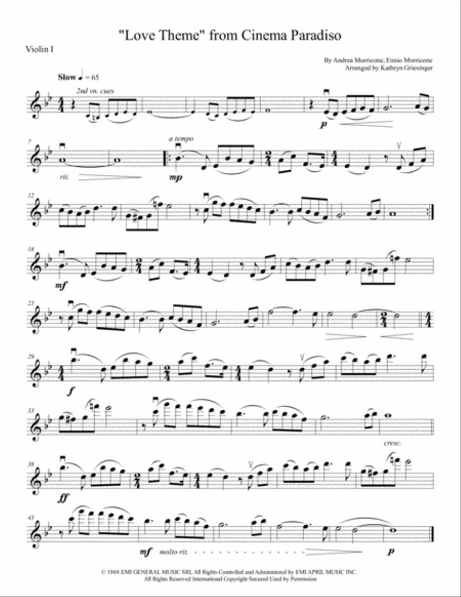 Cinema Paradiso Cinema Paradiso String Quartet scores gallery preview page 1