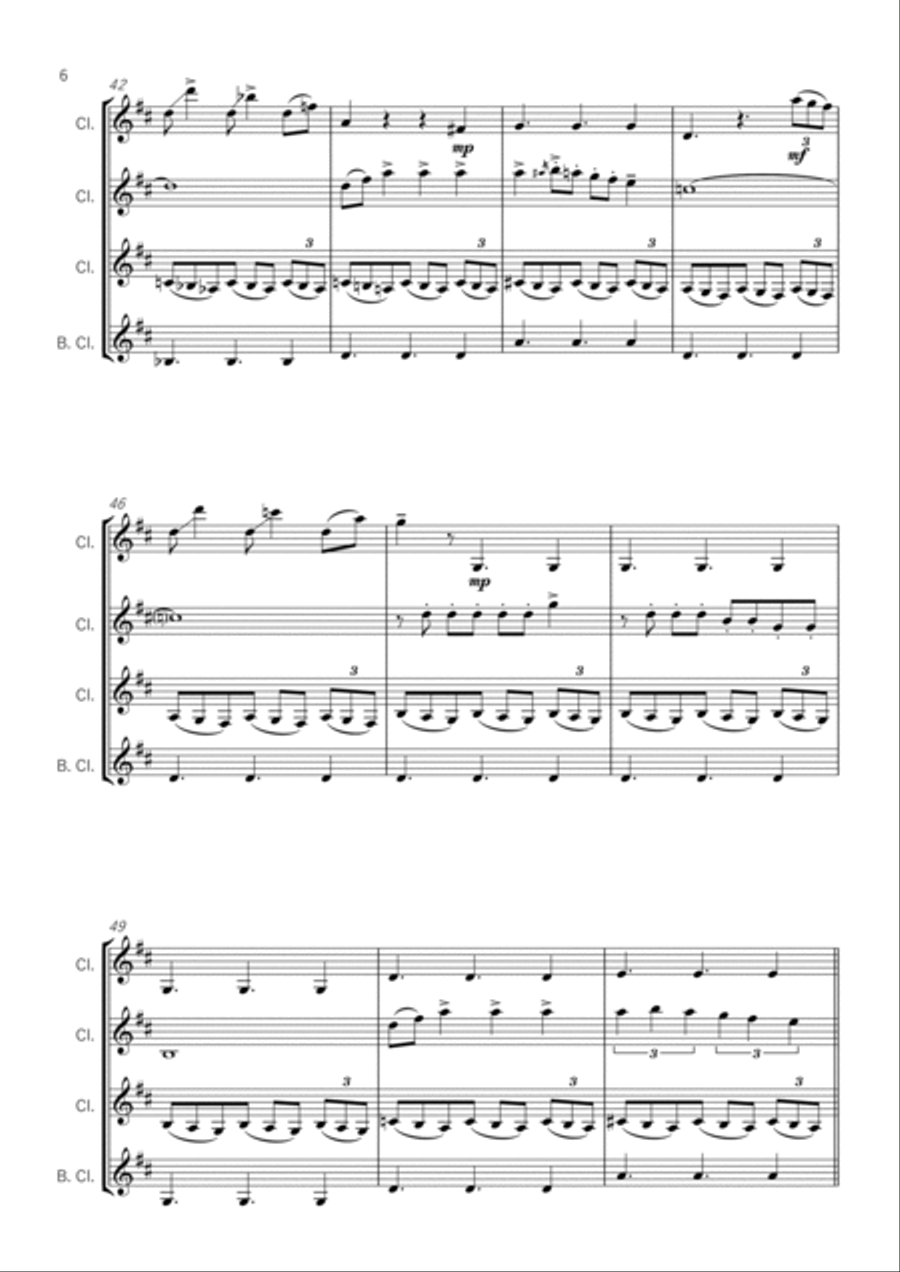 Rhapsody in Blue - Gershwin, for Clarinet Quartet Clarinet Quartet scores gallery preview page 6