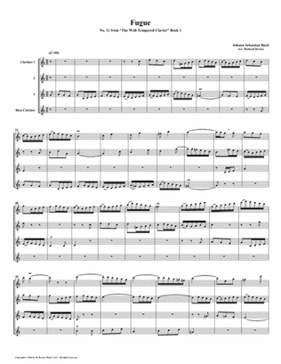 Fugue 11 from Well-Tempered Clavier, Book 1 (Clarinet Quartet)