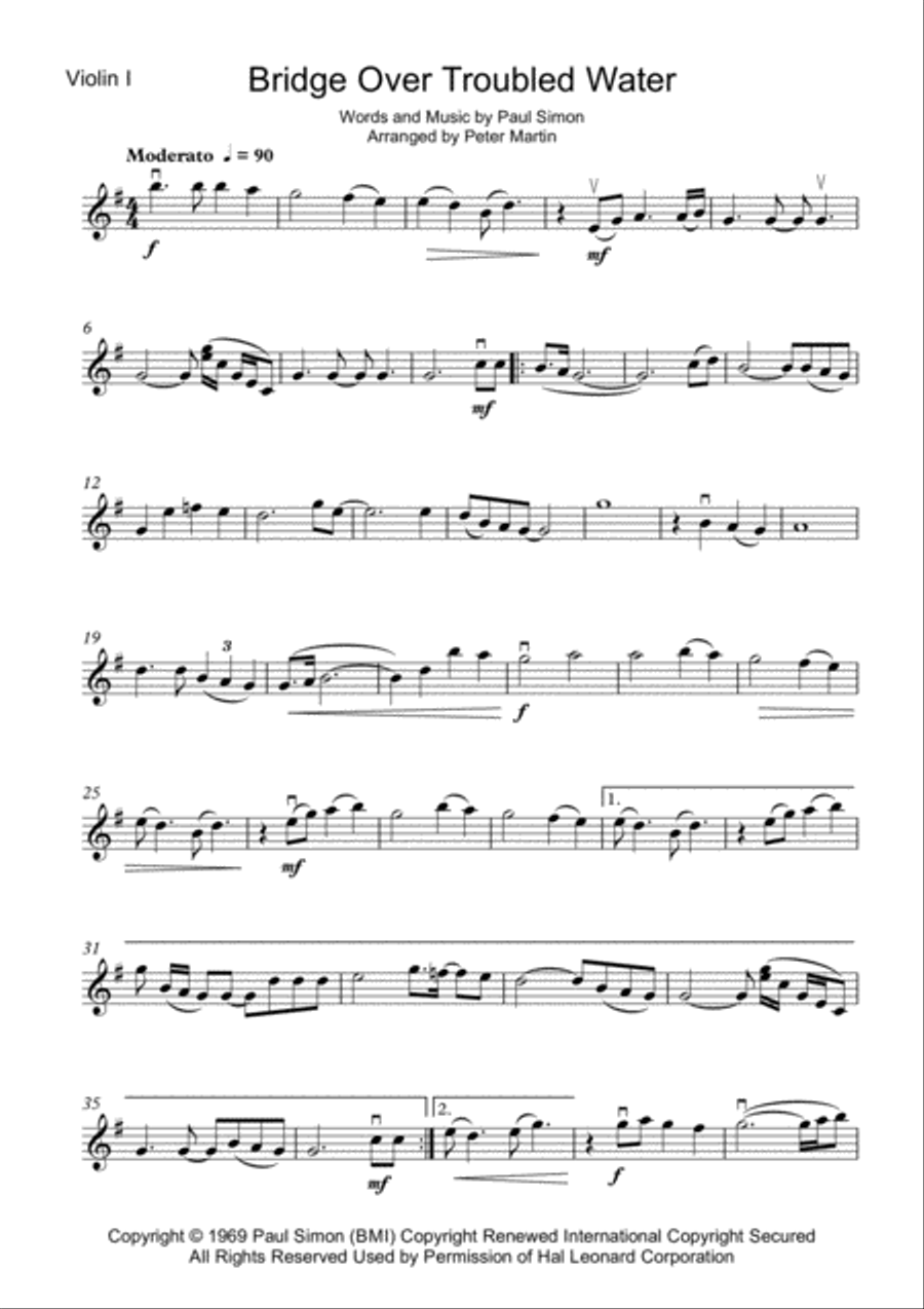Bridge Over Troubled Water String Quartet scores gallery preview page 3