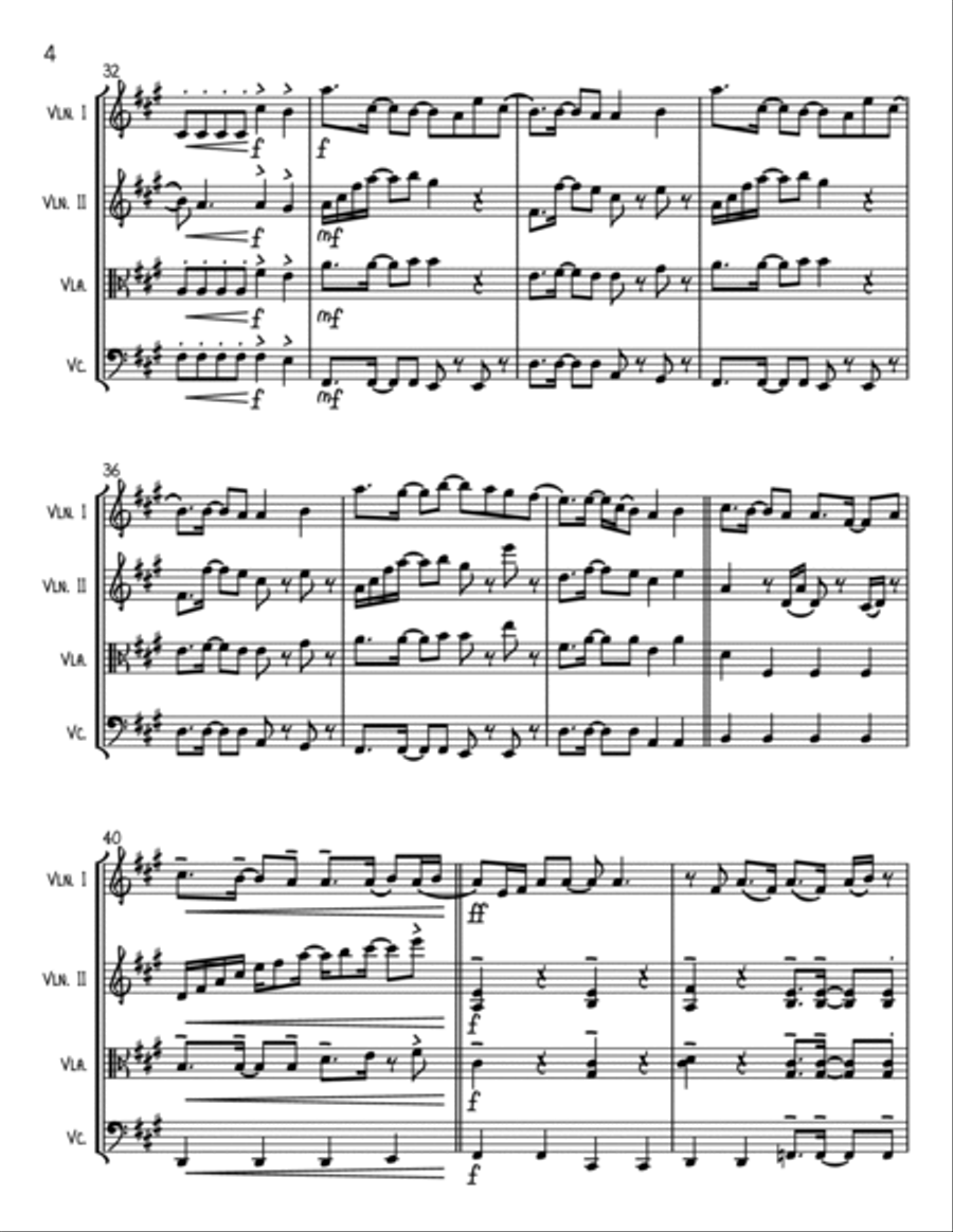 Rather Be String Quartet scores gallery preview page 4