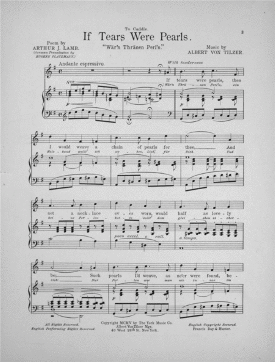 If Tears Were Pearls (War'n Thranen Perl'n) Voice scores gallery preview page 2