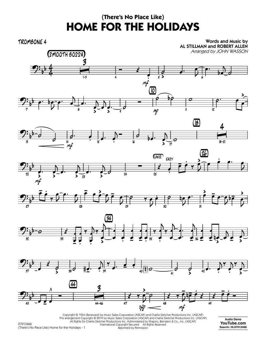 (There's No Place Like) Home for the Holidays (arr. John Wasson) - Trombone 4 Jazz Ensemble scores gallery preview page 1