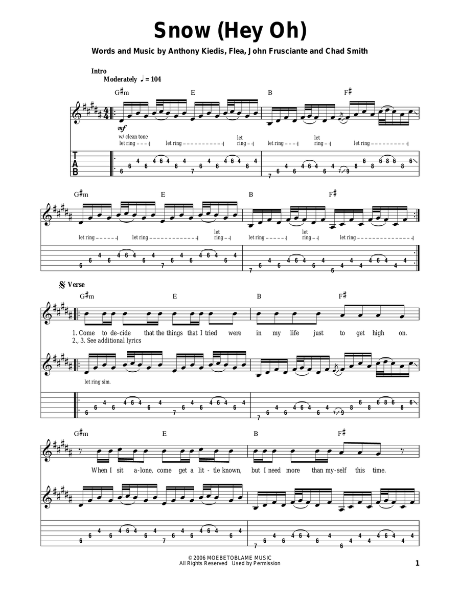 Snow (Hey Oh) Acoustic Guitar scores gallery preview page 1
