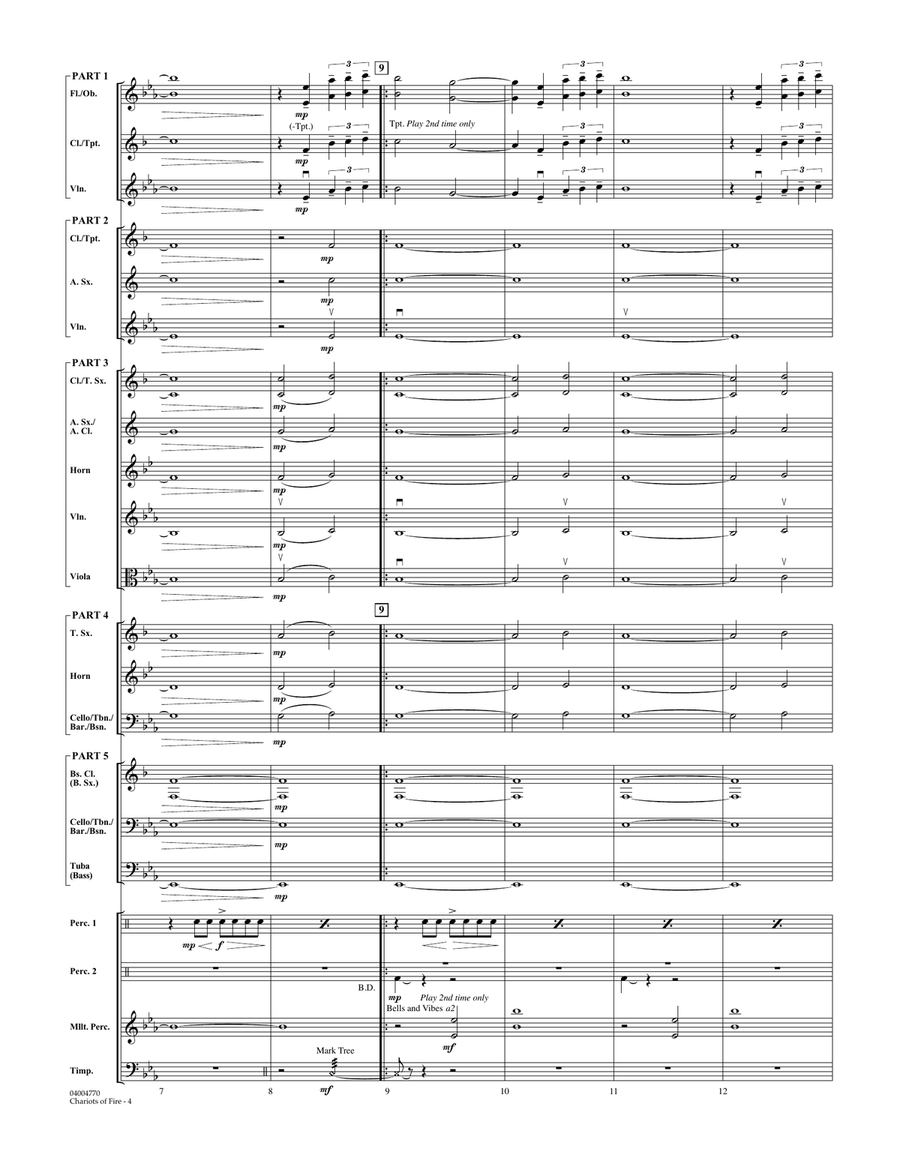 Chariots of Fire - Conductor Score (Full Score) Concert Band scores gallery preview page 3