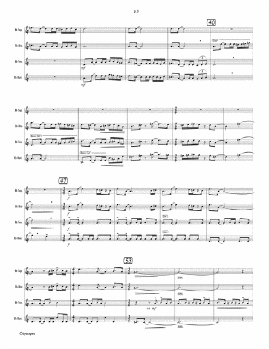 Cityscapes Woodwind Quartet scores gallery preview page 6