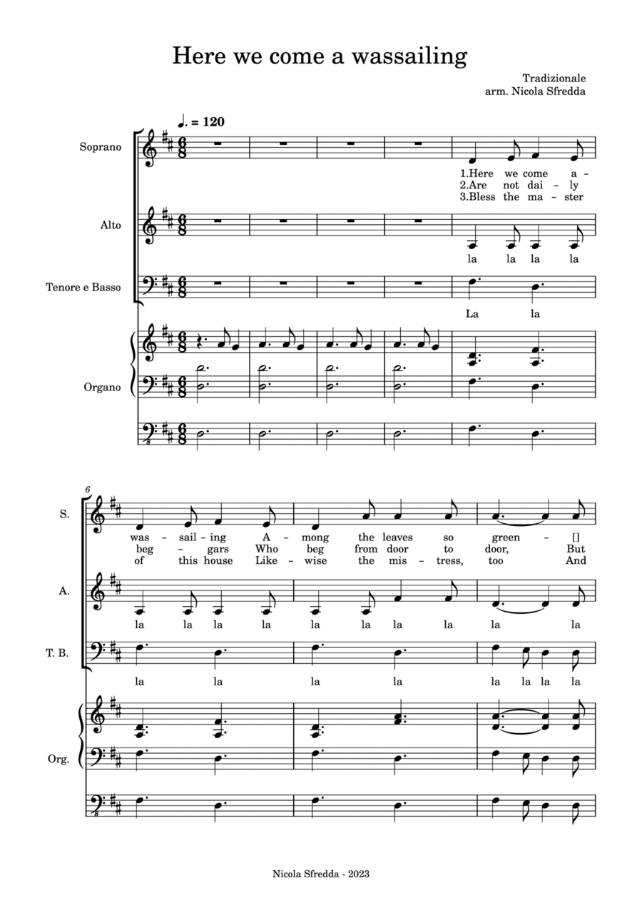 Here we come a wassailing 3-Part scores gallery preview page 1