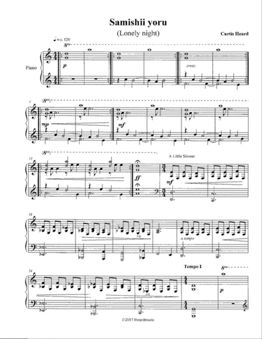 Samishii yoru ( Lonely night) Piano Solo scores gallery preview page 1