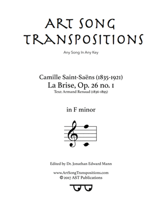 SAINT-SAËNS: La brise, Op. 26 no. 1 (transposed to F minor)