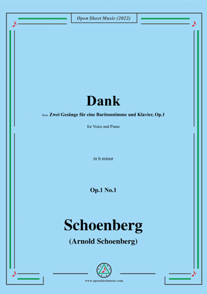 Book cover for Schoenberg-Dank,in b minor,Op.1 No.1