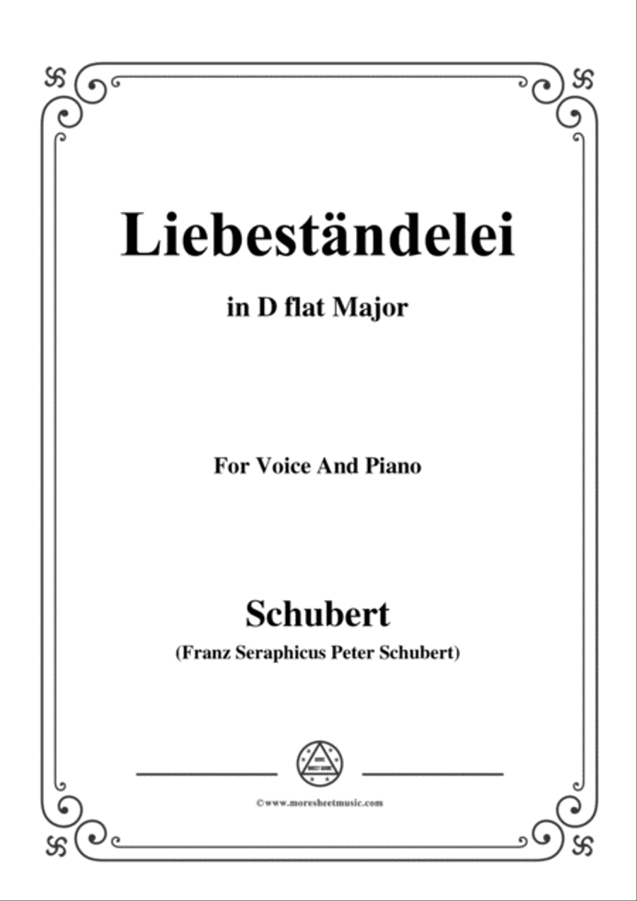 Schubert-Liebeständelei,in D flat Major,for Voice&Piano Voice scores gallery preview page 1