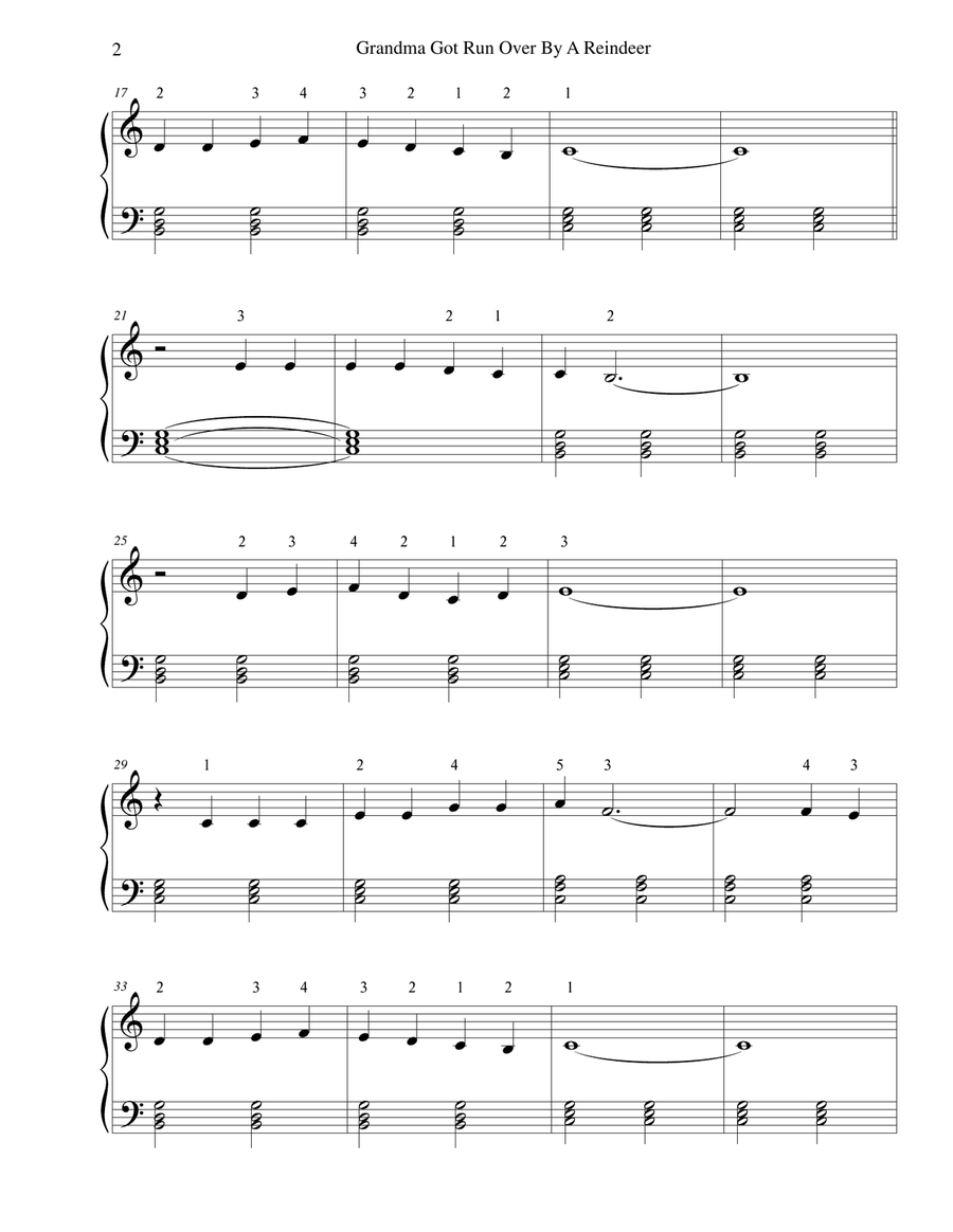 Grandma Got Run Over By A Reindeer Easy Piano scores gallery preview page 2