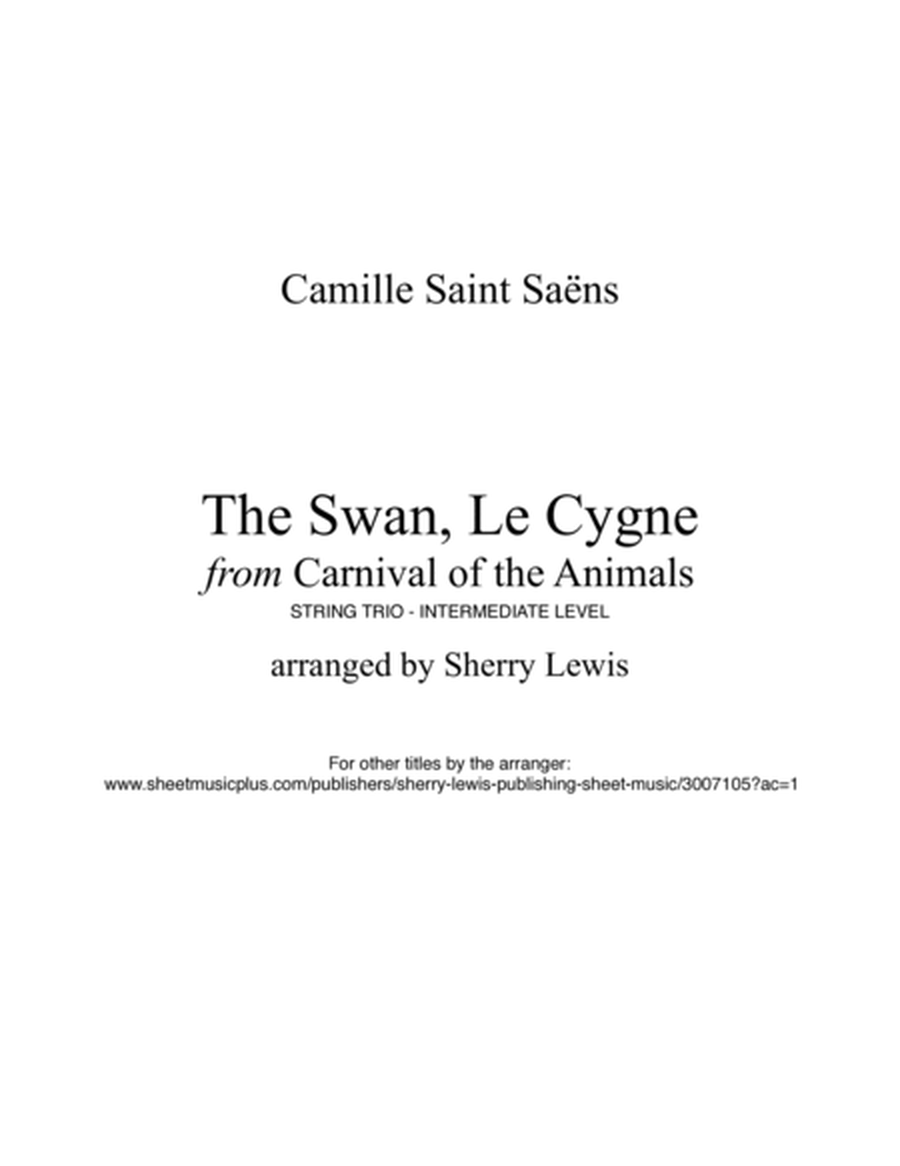 THE SWAN, LE CYGNE - String Trio, Intermediate Level of two violins and cello or violin, viola and c image number null