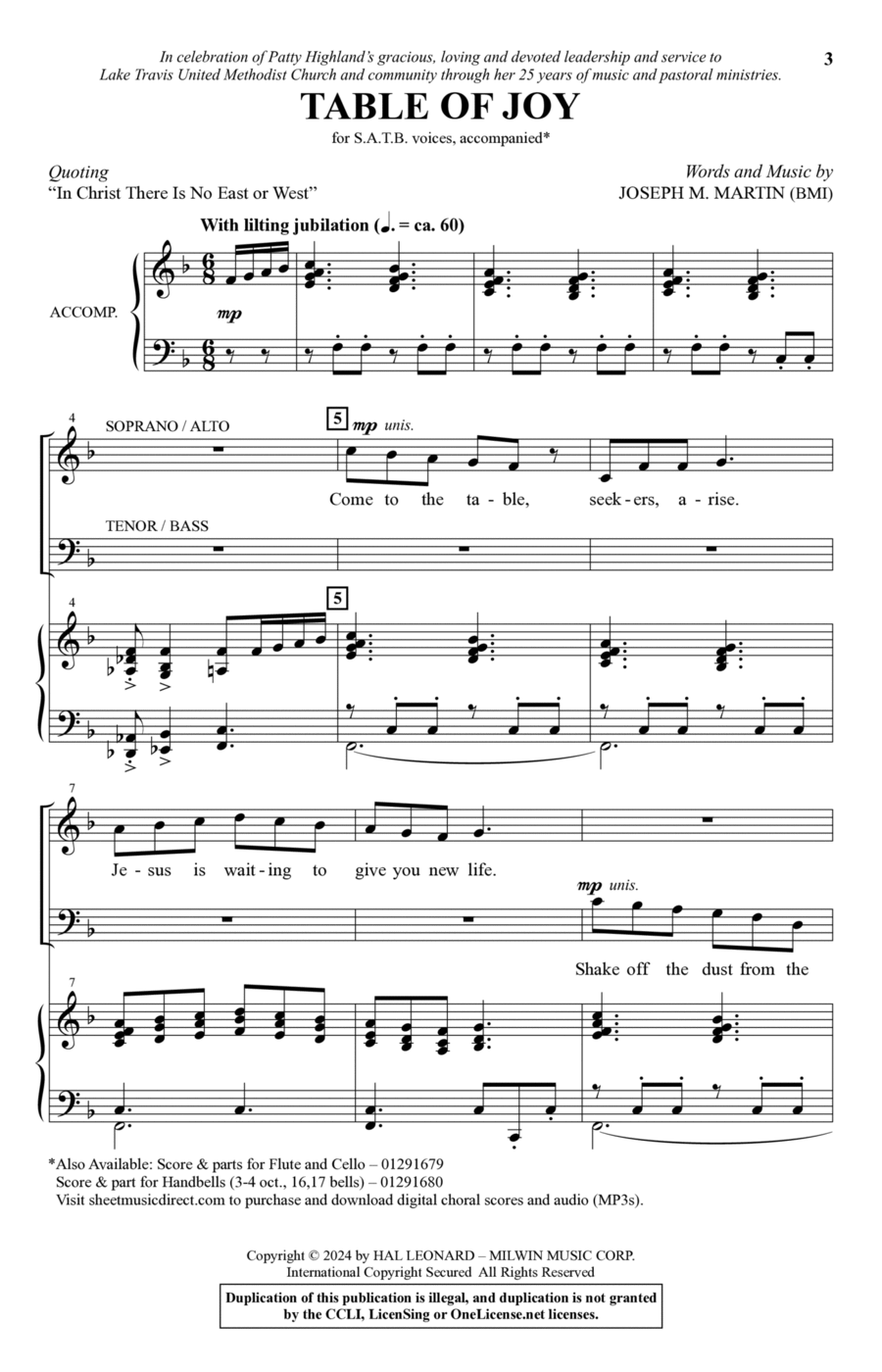 Table Of Joy 4-Part scores gallery preview page 1