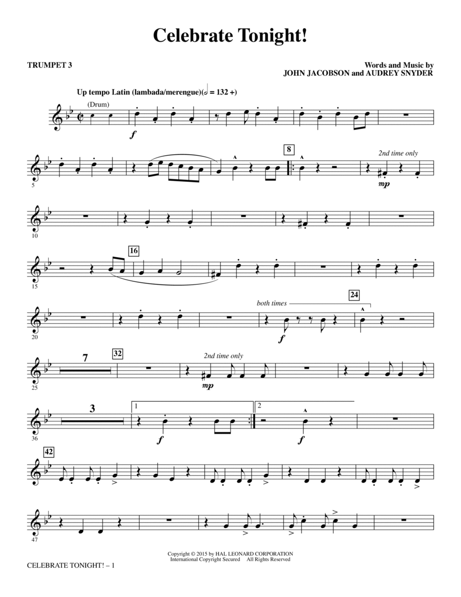 Celebrate Tonight! - Trumpet 3 Choir scores gallery preview page 1