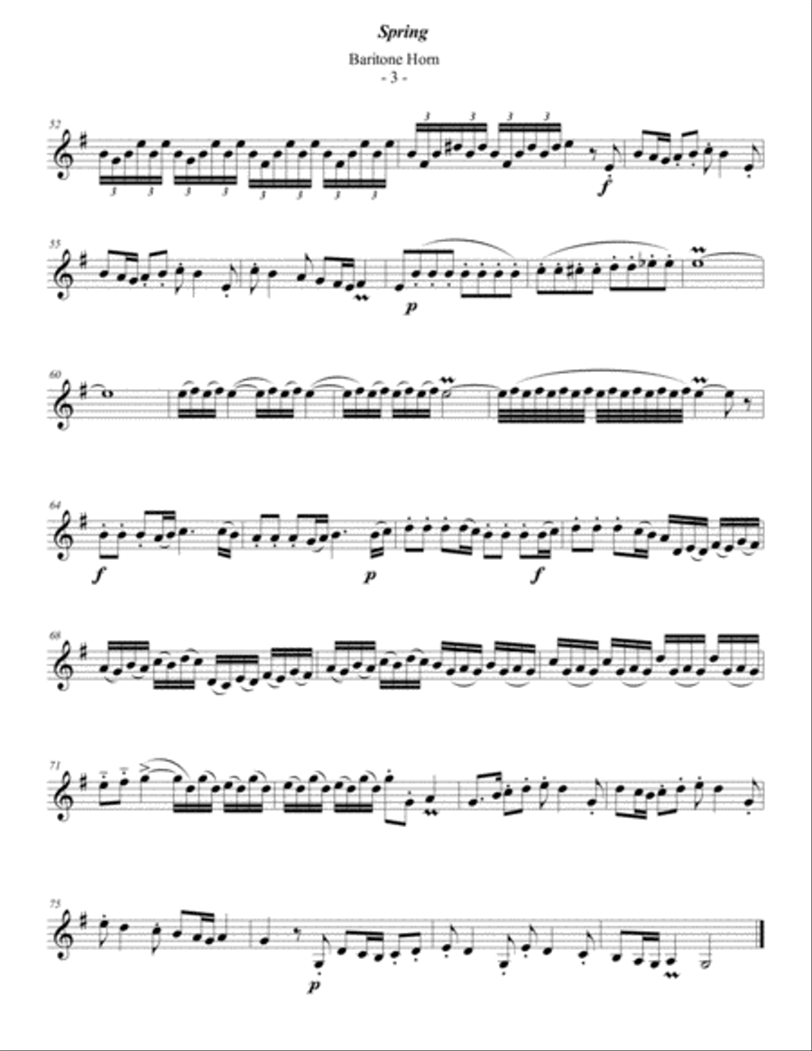 Vivaldi - The Four Seasons: Spring for Solo Baritone Horn Baritone Horn TC scores gallery preview page 3