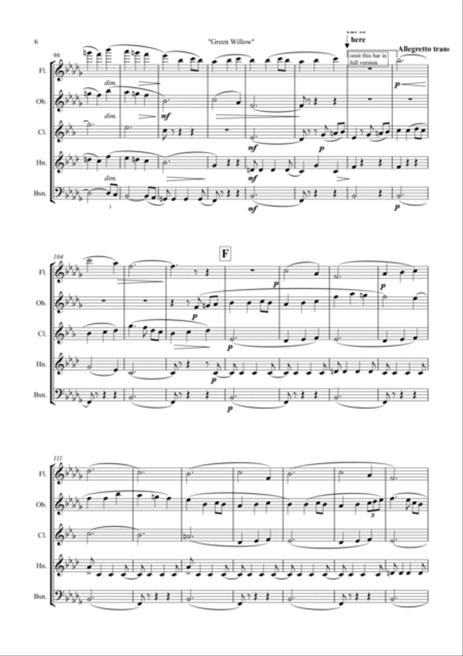 George Butterworth: The Banks of Green Willow (Idyll) - wind quintet Woodwind Quintet scores gallery preview page 6